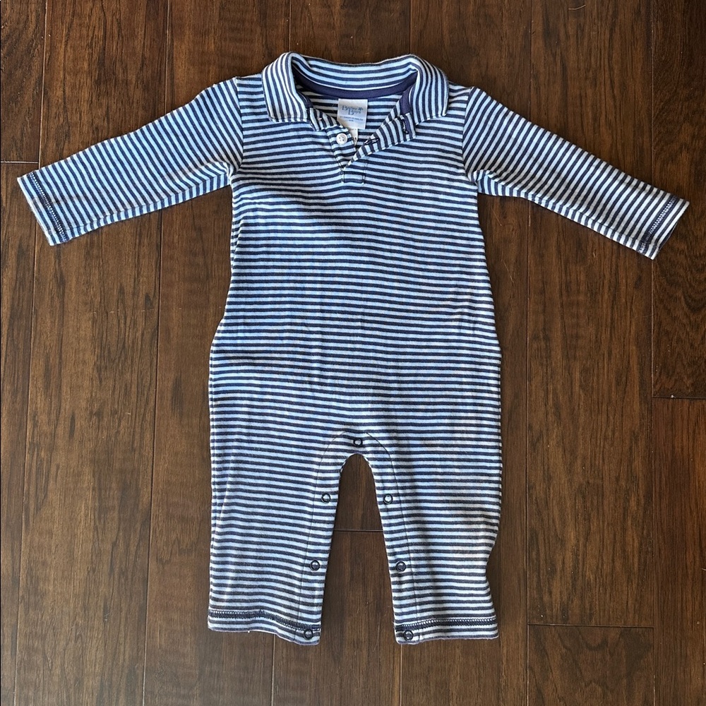 Bailey Brothers blue and white striped long sleeve jumper